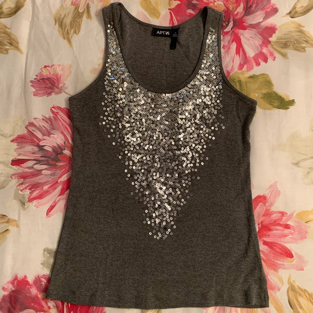 Gray Ombré Sequence Tank Top